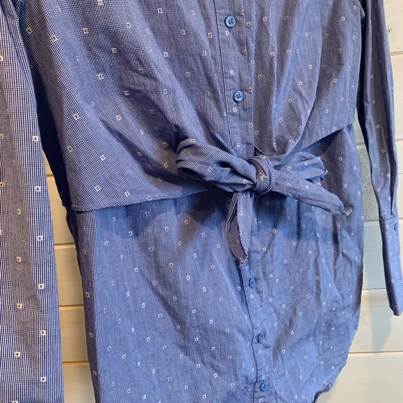 Warehouse | Blue Button Down Shirt w Front Tie - Picture 2 of 8